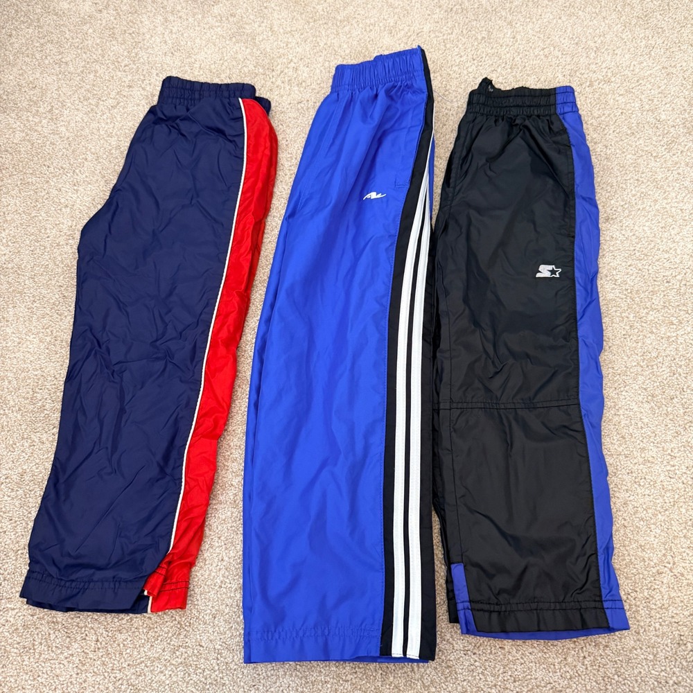 Nylon Windbreaker Pants Boys 4 Multicolor Track Pants Lot 3pc Fall Activewear